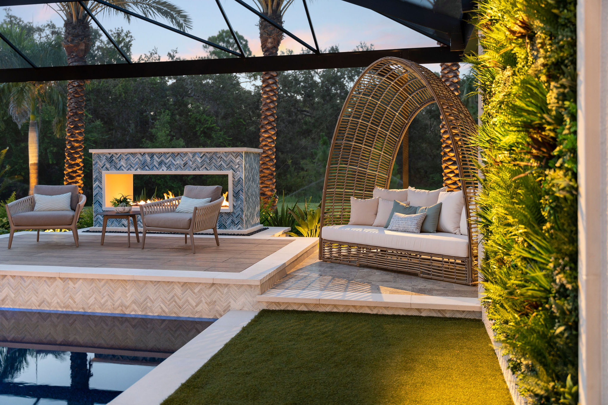 Cozy Outdoor Living Design with Fire Feature by Solana Outdoor Living