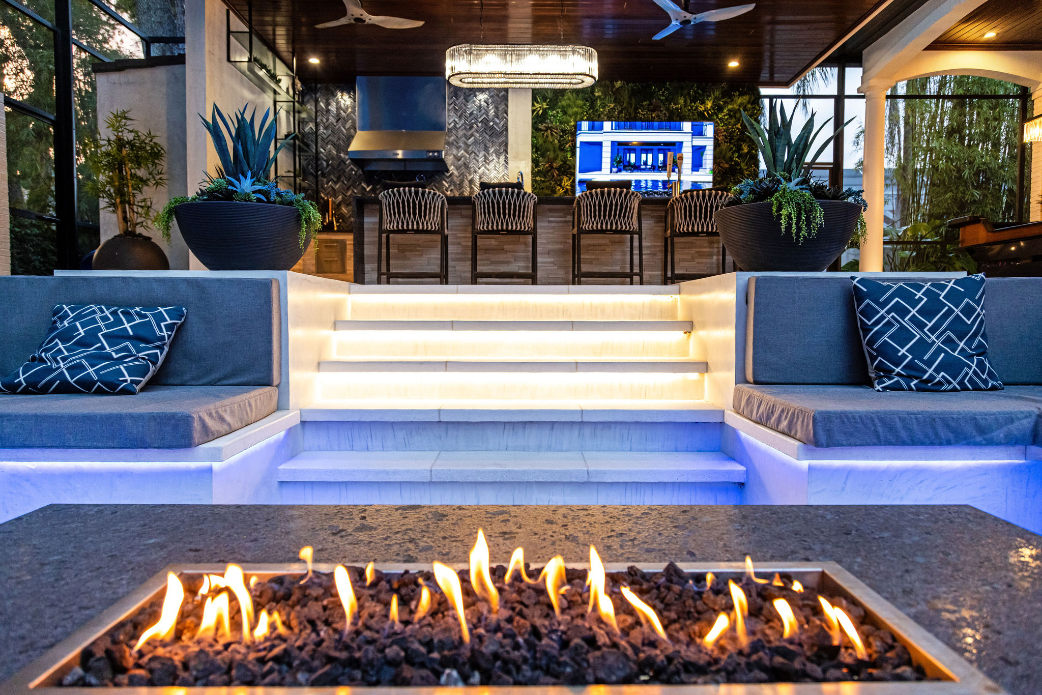 Reflections Outdoor Living Design with Fire Feature by Solana Outdoor Living